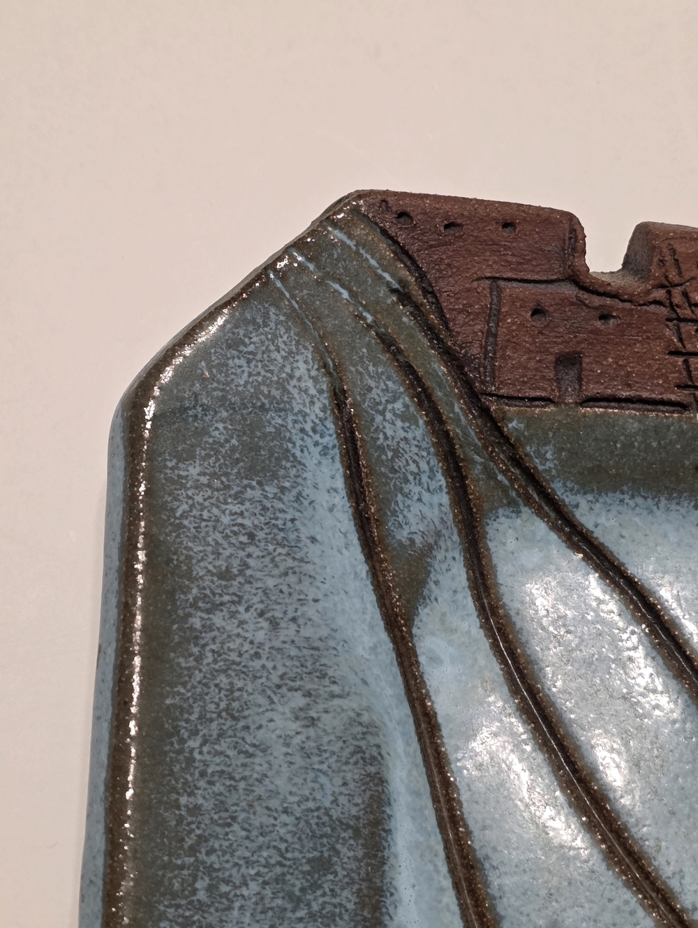 Southwestern Mesa Serving Tray Artisan Home Decor Handmade Pottery Teal Glaze - Picture 3 of 10